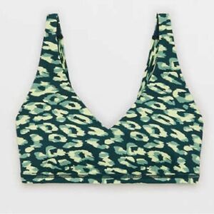 New Aerie Offline Goals Plunge Sports Bra Size XS Deep Forest Green